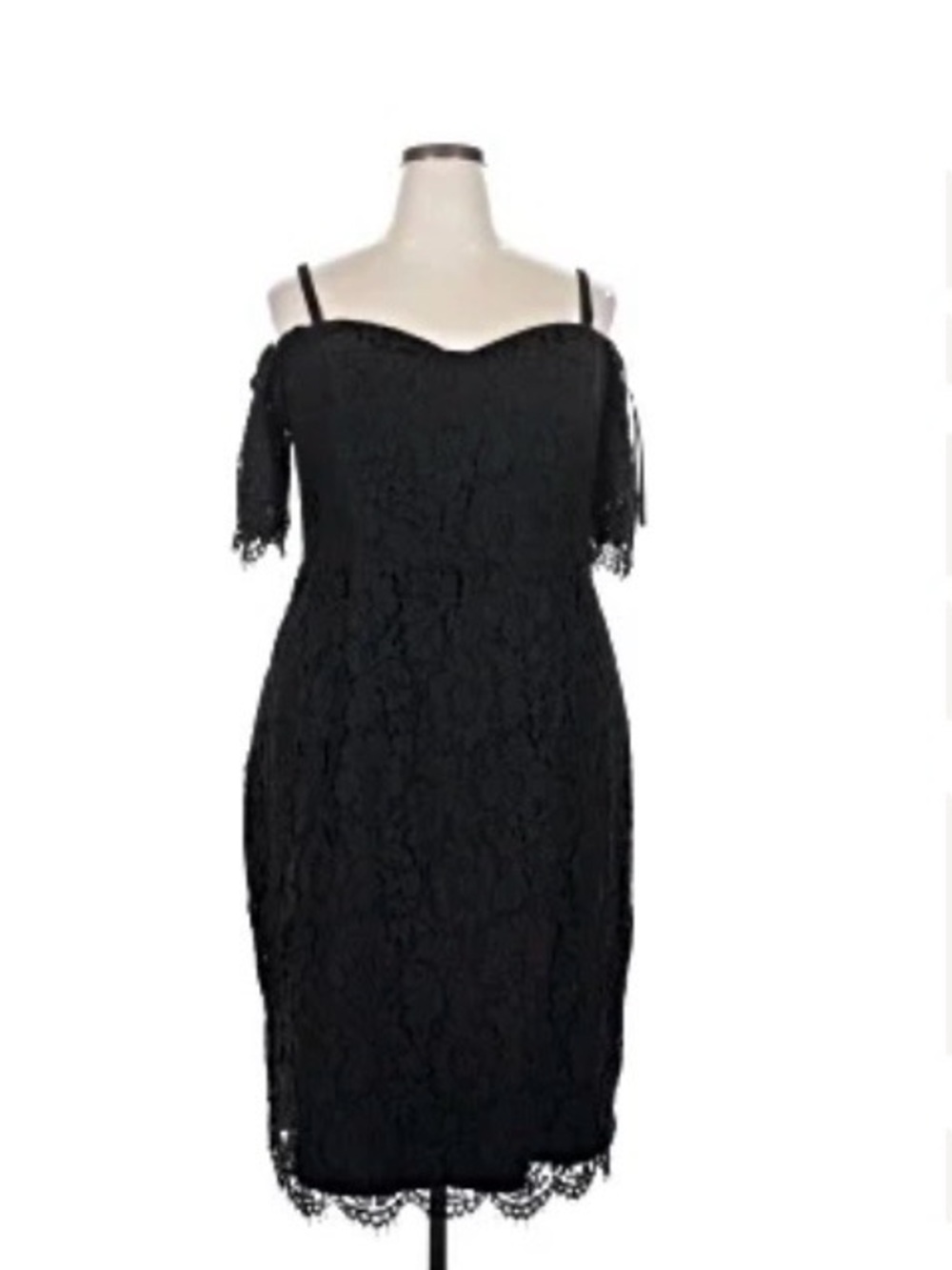 City Chic Black Lace Cold-Shoulder Dress